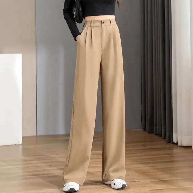 Women Chic Office Wear Straight Pants