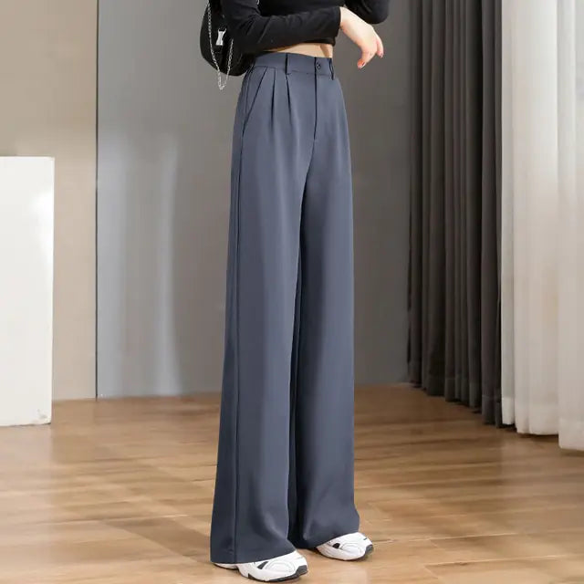 Women Chic Office Wear Straight Pants