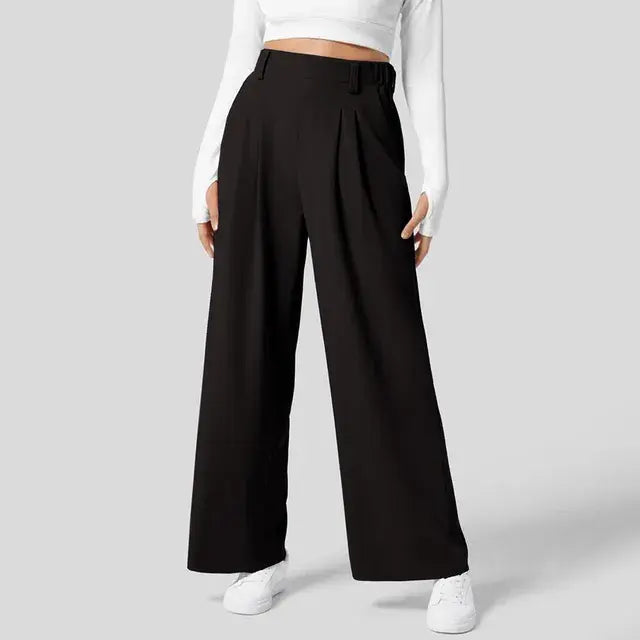 Solid Wide Leg Pants For Woman Work Business